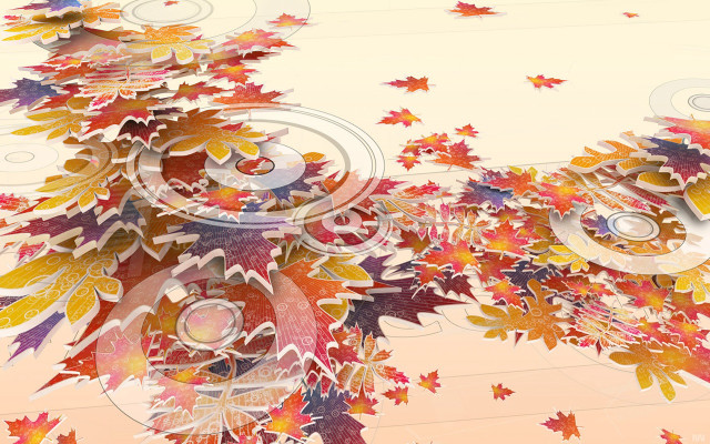 Autumn tree clock digital painting free wallpaper for desktop - medium preview image