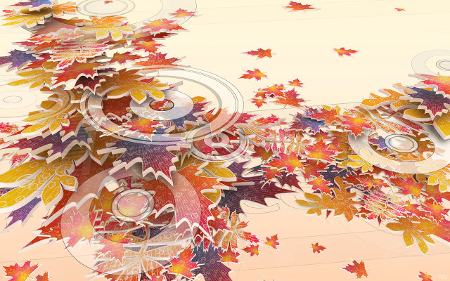 Autumn tree clock digital painting #2 free wallpaper for desktop - medium preview image