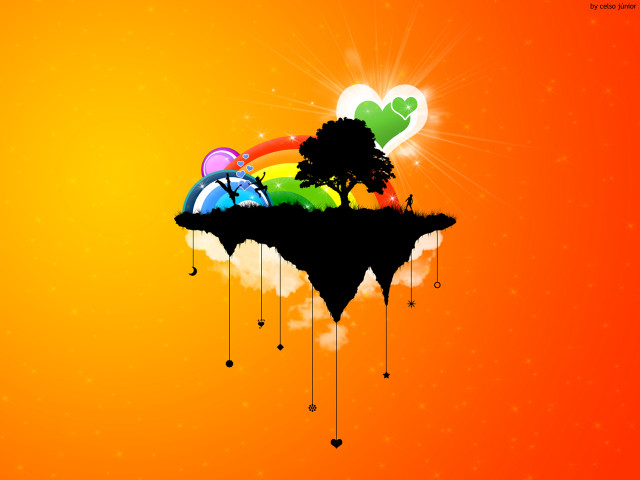 Colorful background tree rainbow hill #3 free wallpaper for desktop - medium preview image