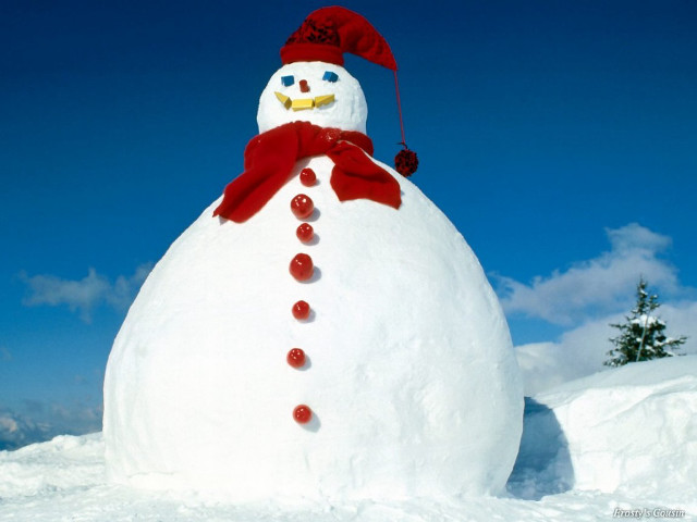 Snowman red hat scarf winter free wallpaper for desktop - medium preview image