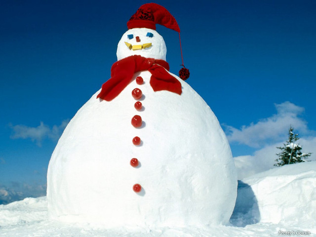 Snowman red hat scarf folk free wallpaper for desktop - medium preview image