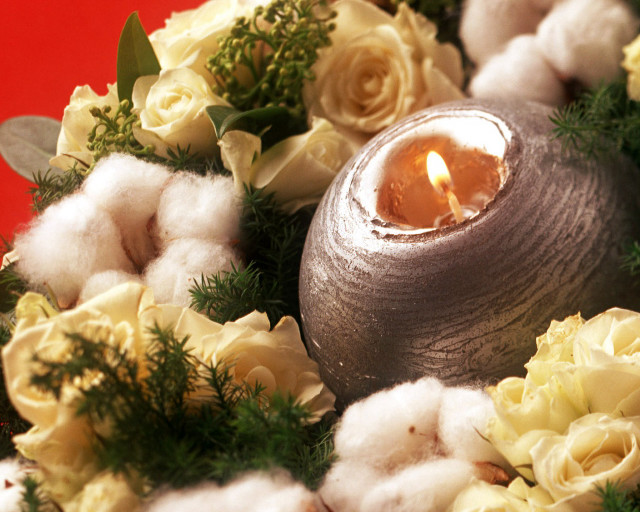 Silver vase candle flowers cotton #2 free wallpaper for desktop - medium preview image