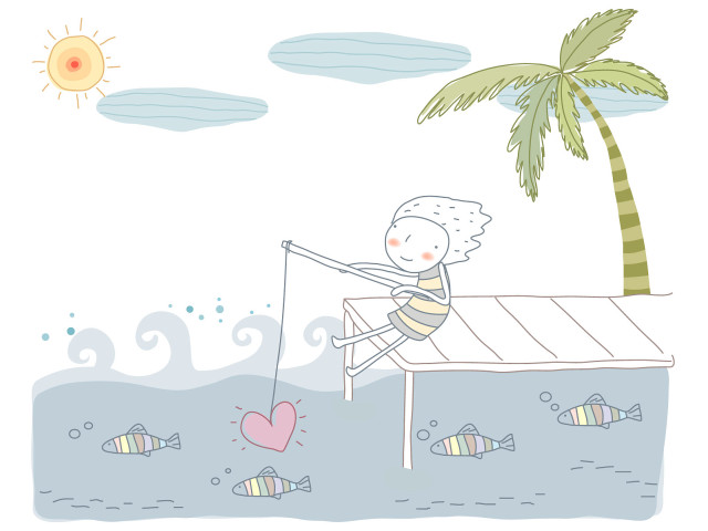 Cartoon character fishing boat palm #4 free wallpaper for desktop - medium preview image