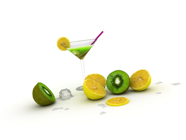Green drink kiwi slice ice free wallpaper for desktop - medium preview image