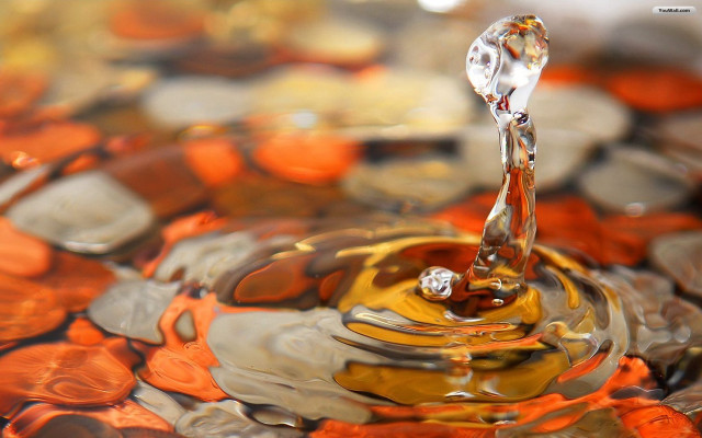 Colorful surface water drop orange free wallpaper for desktop - medium preview image