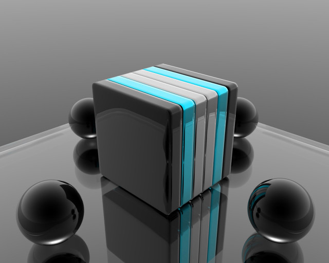 Black blue object reflection floor #2 free wallpaper for desktop - medium preview image