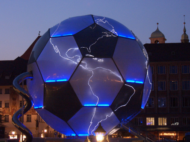 Soccer ball lightning night buildings #2 free wallpaper for desktop - medium preview image