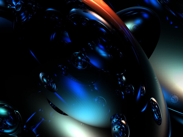 Blue orange planet raytraced fractals free wallpaper for desktop - medium preview image