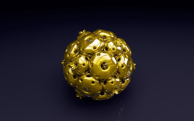 Gold ball holes blue background free wallpaper for desktop - medium preview image