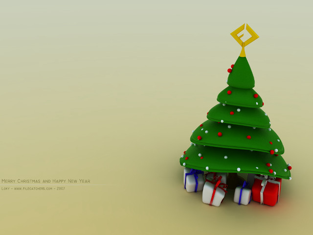 Christmas tree presents gold star free wallpaper for desktop - medium preview image