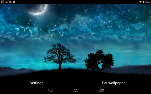Night sky stars tree full free wallpaper for desktop - medium preview image