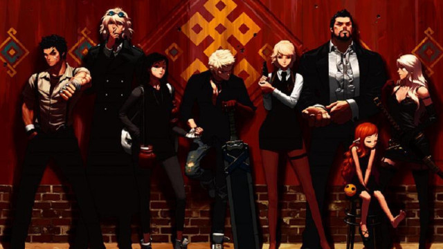 Group people red wall brick free wallpaper for desktop - medium preview image