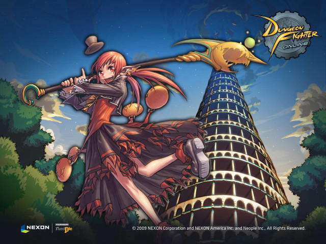 Woman dress sword tower sky free wallpaper for desktop - medium preview image