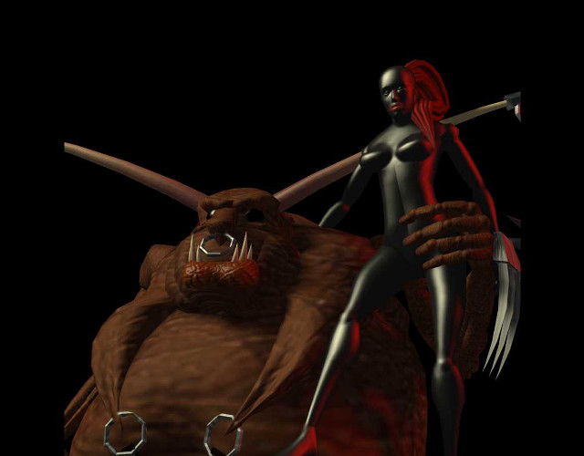 Woman gorilla knife man knife free wallpaper for desktop - medium preview image