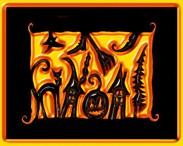 Halloween pumpkin ghost black yellow free wallpaper for desktop - medium preview image