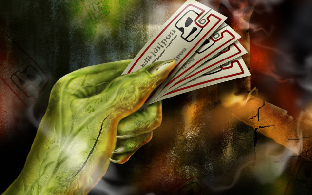 Zombie hand holding cards magic free wallpaper for desktop - medium preview image