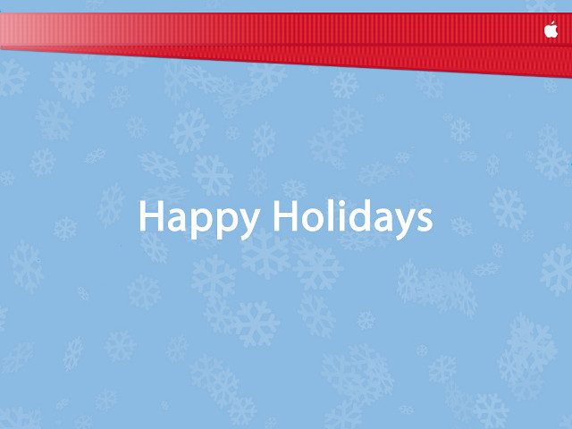 Blue background snowflakes red ribbon free wallpaper for desktop - medium preview image