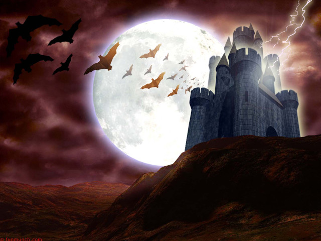 Castle bats full moon night #2 free wallpaper for desktop - medium preview image