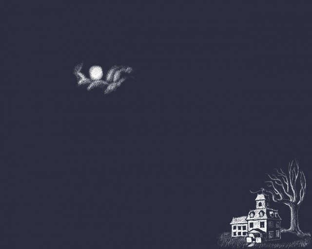 House tree dark sky moon #3 free wallpaper for desktop - medium preview image