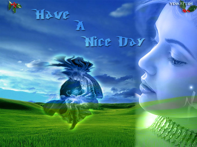 Blue hair green dress gothic free wallpaper for desktop - medium preview image