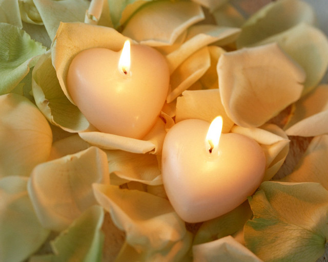 Candles bowl flowers petals tabletop #2 free wallpaper for desktop - medium preview image