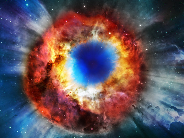 Blue red ring star field free wallpaper for desktop - medium preview image