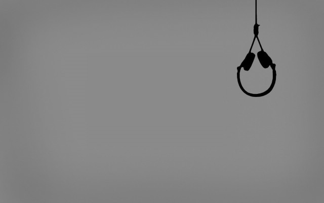 Black white photo person hanging free wallpaper for desktop - medium preview image