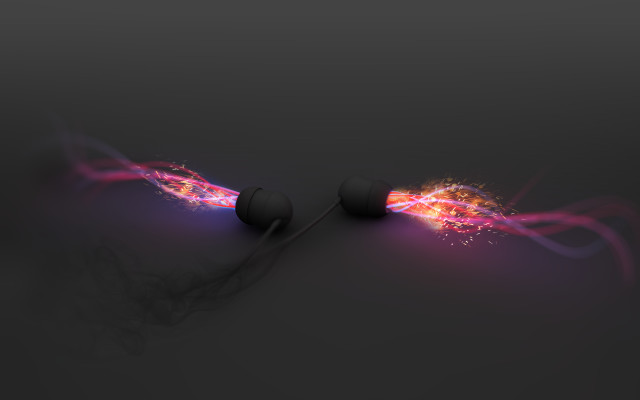 Colorful earbuds smoke black background free wallpaper for desktop - medium preview image
