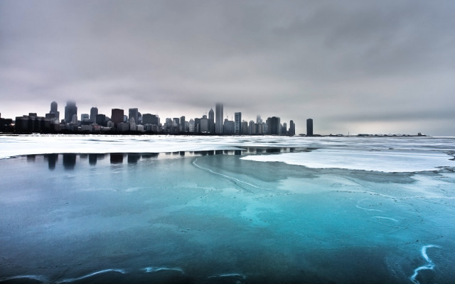 Frozen lake city skyline winter #4 free wallpaper for desktop - medium preview image