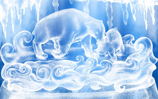 Polar bear cub ice shelf free wallpaper for desktop - medium preview image