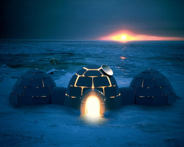 Igloos snow night light bright #4 free wallpaper for desktop - medium preview image