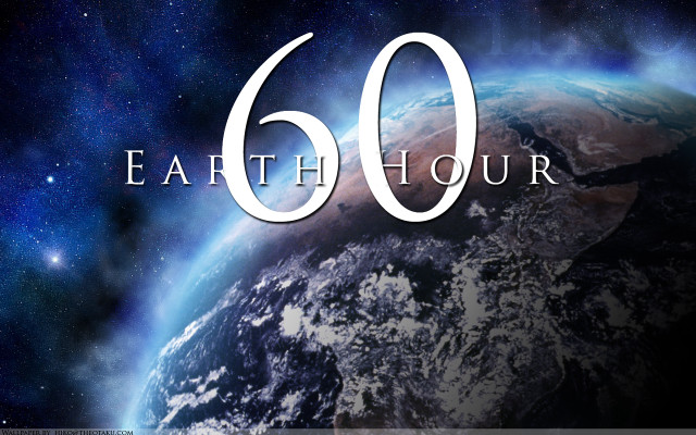 Earth hour white lettering dark free wallpaper for desktop - medium preview image