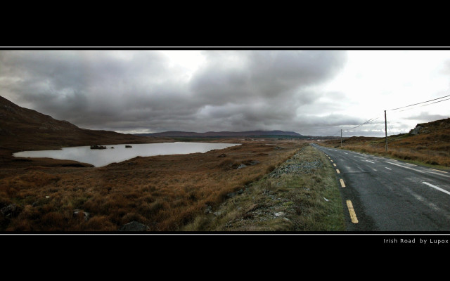 Road lake cloudy sky grass #2 free wallpaper for desktop - medium preview image