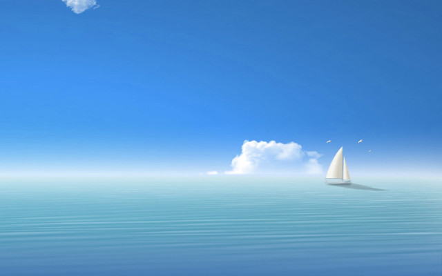 Sailboat calm blue ocean cloudy free wallpaper for desktop - medium preview image