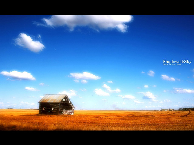 Barn field blue sky clouds free wallpaper for desktop - medium preview image