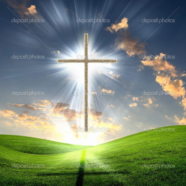 Cross green field sun shining free wallpaper for tablet - medium preview image