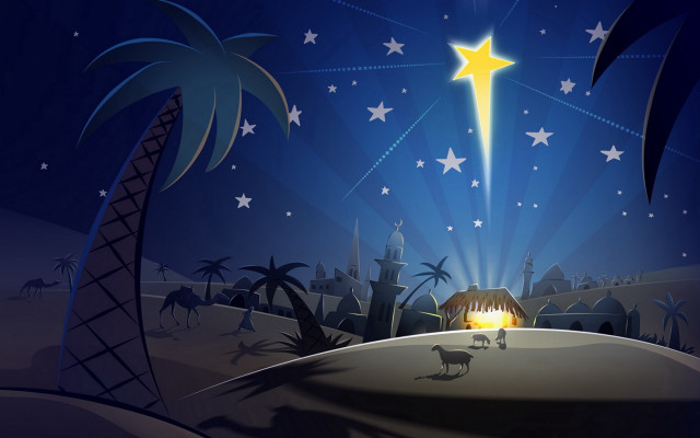 Nativity scene star manger donkey #2 free wallpaper for desktop - medium preview image