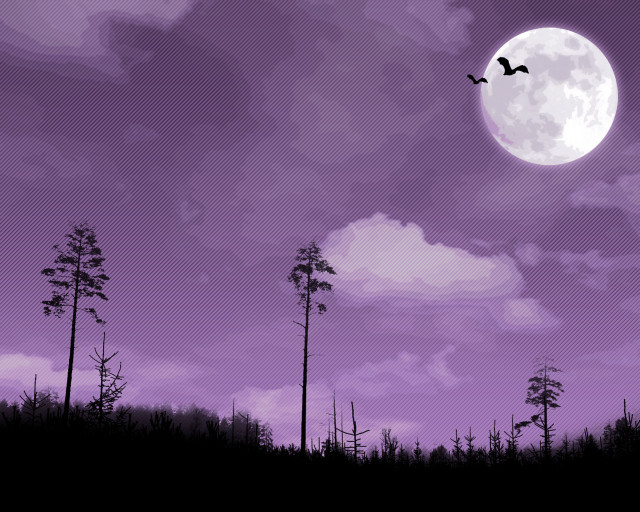Purple moon forest bamboo ghost free wallpaper for desktop - medium preview image