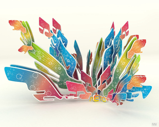Colorful paper sculpture arrows butterflies #2 free wallpaper for desktop - medium preview image