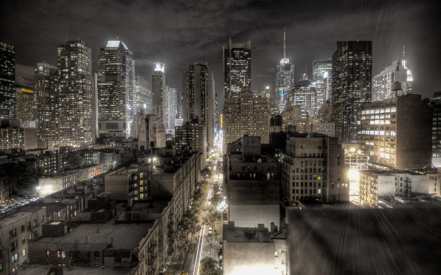 City night tall buildings lit #9 free wallpaper for desktop - medium preview image