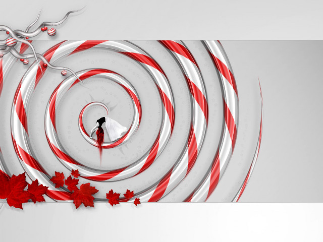 Candycane woman whitedress mapleleaves lycoart #2 free wallpaper for desktop - medium preview image