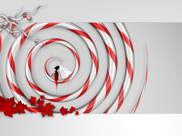 Candycane woman whitedress mapleleaves lycoart free wallpaper for desktop - medium preview image