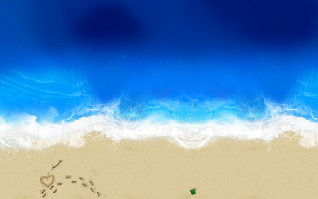 Beach heart kite wave ocean free wallpaper for desktop - medium preview image