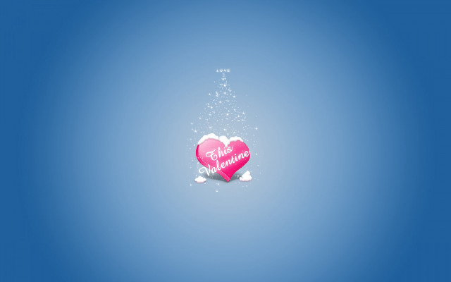 Pink heart floating snowflakes blue free wallpaper for desktop - medium preview image