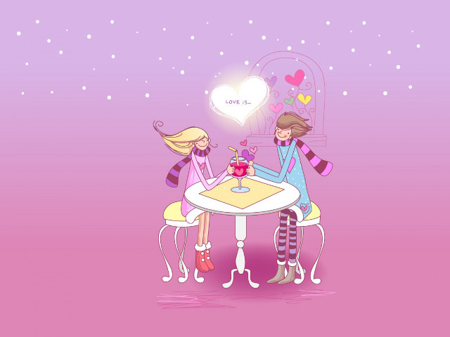 Girls table heartballoon pinkbackground hearts free wallpaper for desktop - medium preview image