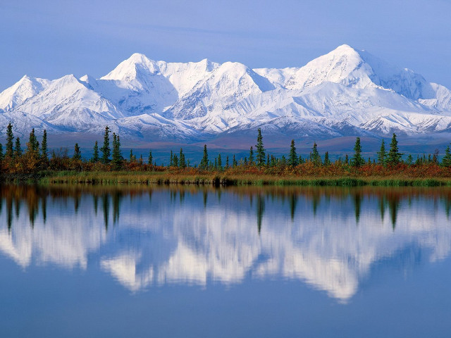 Mountain range reflection lake trees #4 free wallpaper for desktop - medium preview image
