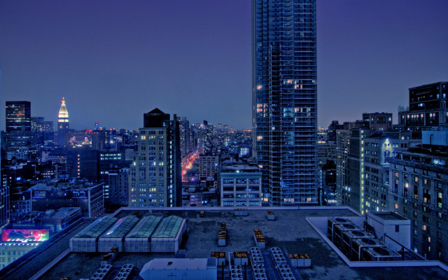 City skyline night tower ferris free wallpaper for desktop - medium preview image