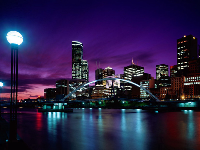 City skyline bridge river night #50 free wallpaper for desktop - medium preview image
