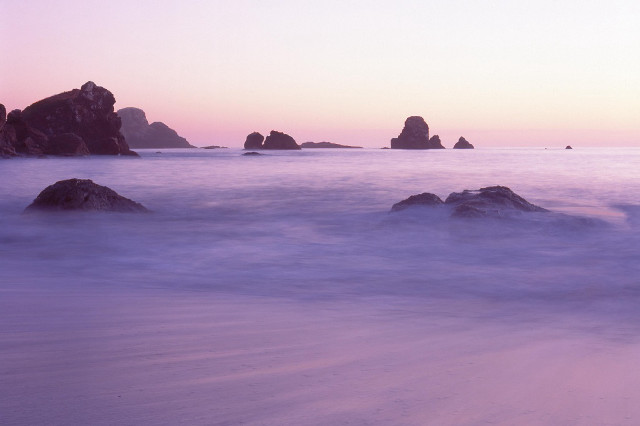 Beach rocks water pink sky free wallpaper for desktop - medium preview image
