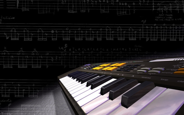 Piano keyboard musical notes black free wallpaper for desktop - medium preview image